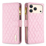 Diamond Lattice Zipper Wallet Leather Flip Phone Case