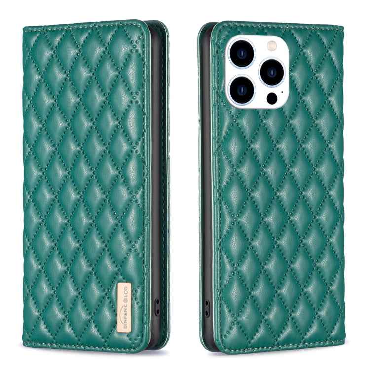 Diamond Lattice Magnetic Leather Flip Phone Case