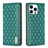Diamond Lattice Magnetic Leather Flip Phone Case
