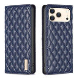 Diamond Lattice Magnetic Leather Flip Phone Case