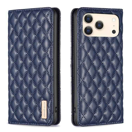 Diamond Lattice Magnetic Leather Flip Phone Case