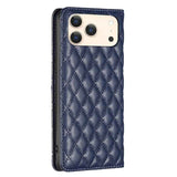 Diamond Lattice Magnetic Leather Flip Phone Case