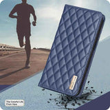 Diamond Lattice Magnetic Leather Flip Phone Case