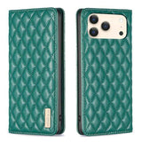 Diamond Lattice Magnetic Leather Flip Phone Case