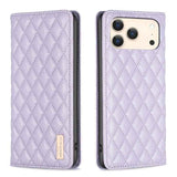 Diamond Lattice Magnetic Leather Flip Phone Case