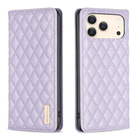 Diamond Lattice Magnetic Leather Flip Phone Case