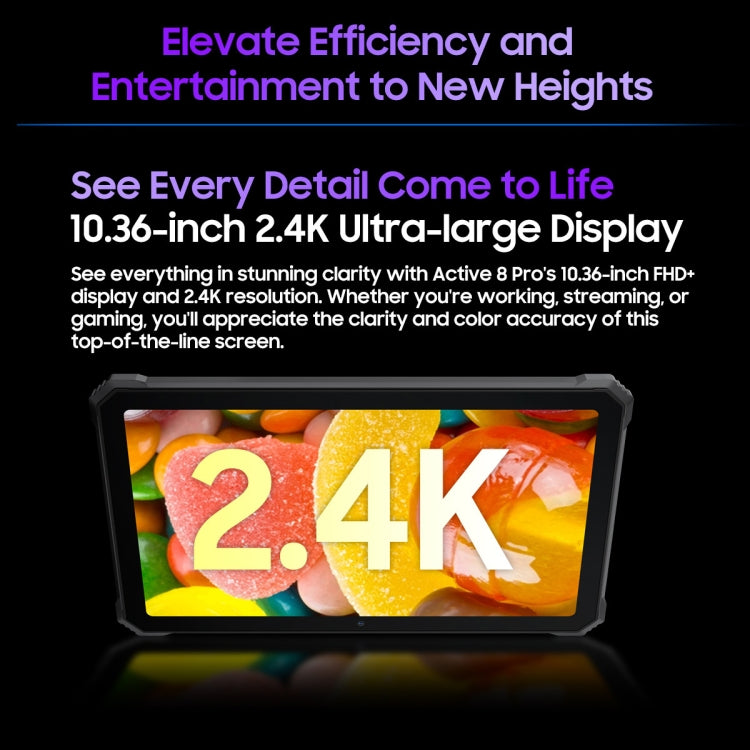 Blackview Active 8 Pro 4G Rugged Tablet, 10.36 inch 8GB+256GB Android 14 MT6789 Octa Core Support Dual SIM, Global Version with Google Play, EU Plug