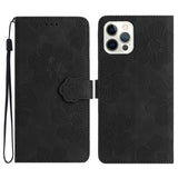 Flower Embossing Pattern Leather Phone Case