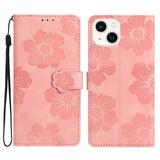 Flower Embossing Pattern Leather Phone Case