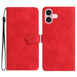 Flower Embossing Pattern Leather Phone Case