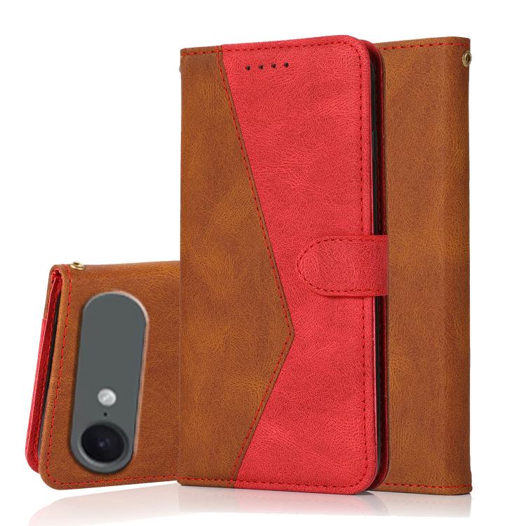 Dual-color Stitching Leather Phone Case