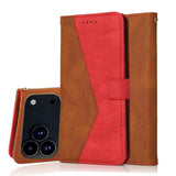 Dual-color Stitching Leather Phone Case