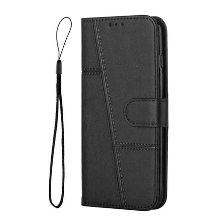 Stitching Calf Texture Buckle Leather Phone Case
