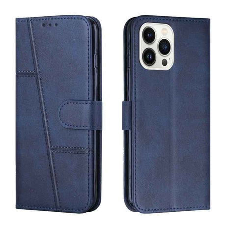 Stitching Calf Texture Buckle Leather Phone Case