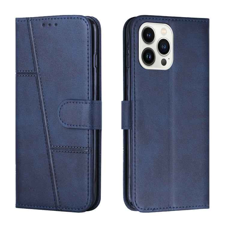 Stitching Calf Texture Buckle Leather Phone Case