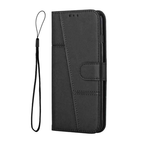 Stitching Calf Texture Buckle Leather Phone Case