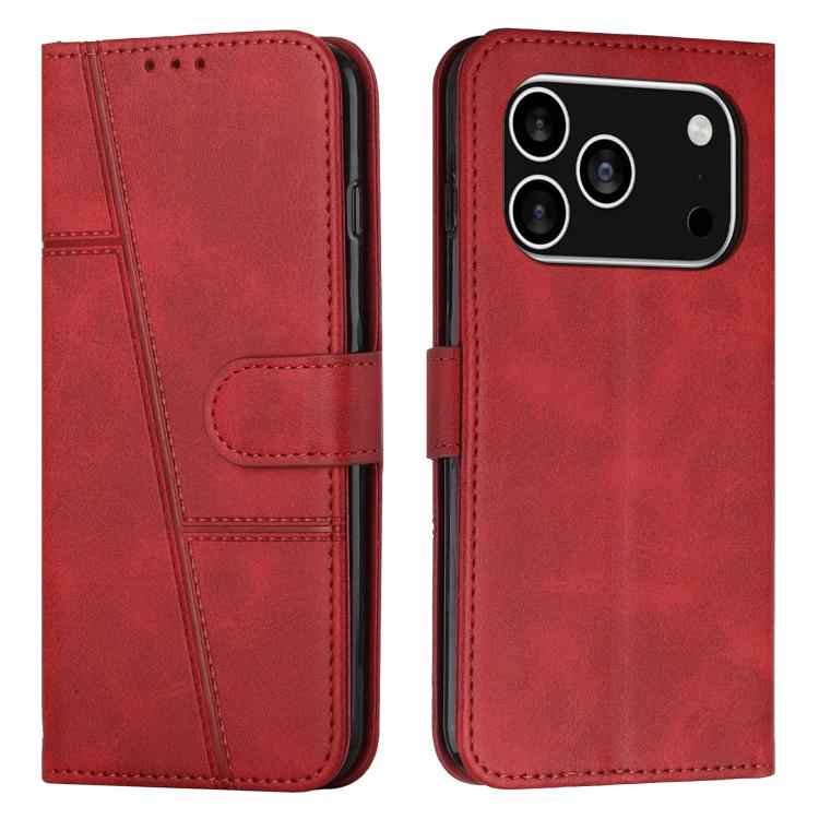 Stitching Calf Texture Buckle Leather Phone Case