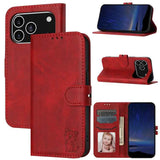 Embossed Happy Cat Pattern Flip Leather Phone Case