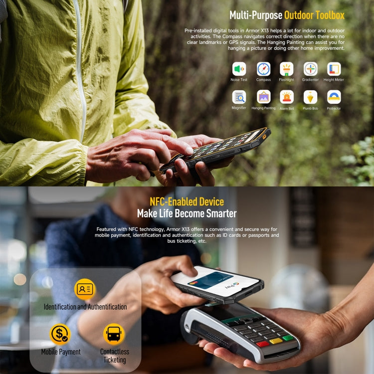 Ulefone Armor X13, IP68/IP69K Rugged Phone, 6GB+64GB, 6.52 inch, Android 13 MediaTek Helio G36 Octa Core