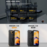 Smartphone robusto Ulefone Armor X13: IP68/IP69K, Android 13, 6 GB de RAM, 64 GB de almacenamiento, MediaTek Helio G36, 4G, NFC, OTG.