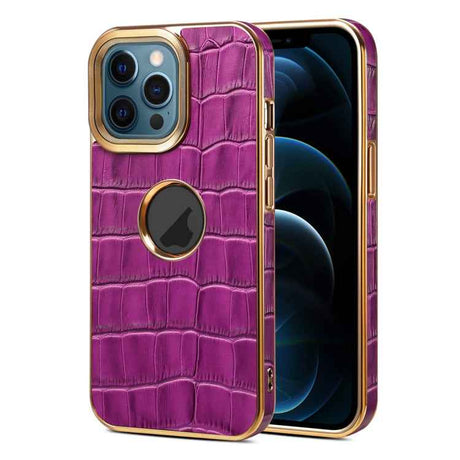 Denior Crocodile Texture Genuine Leather Electroplating Phone Case