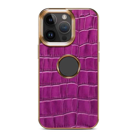 Denior Crocodile Texture Genuine Leather Electroplating Phone Case