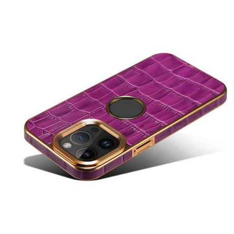 Denior Crocodile Texture Genuine Leather Electroplating Phone Case