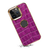 Denior Crocodile Texture Genuine Leather Electroplating Phone Case