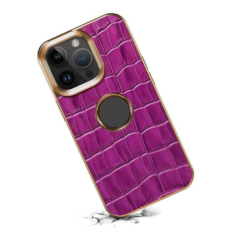 Denior Crocodile Texture Genuine Leather Electroplating Phone Case