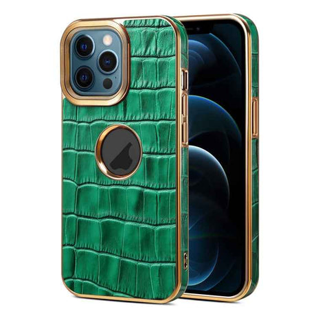 Denior Crocodile Texture Genuine Leather Electroplating Phone Case