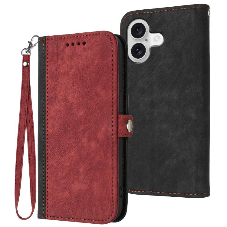 Side Buckle Double Fold Hand Strap Leather Phone Case