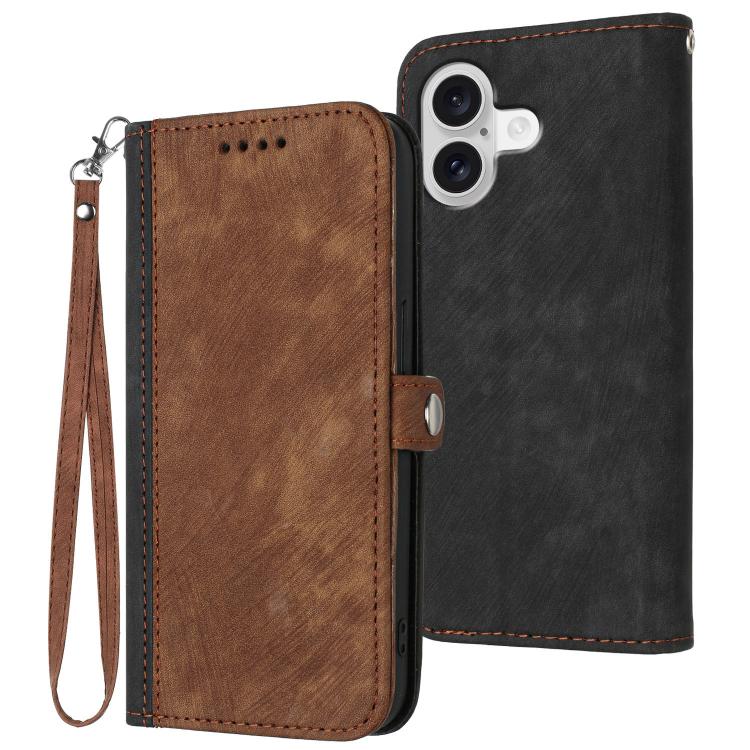 Side Buckle Double Fold Hand Strap Leather Phone Case