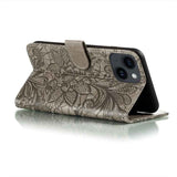 Lace Flower Embossing Flip Leather Phone Case