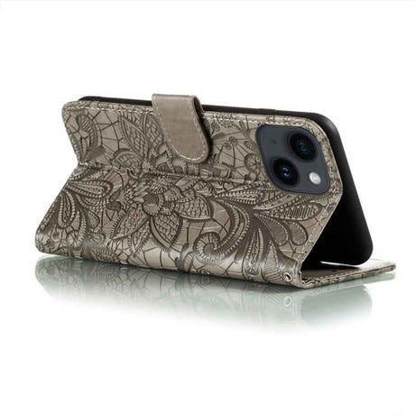 Lace Flower Embossing Flip Leather Phone Case