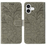 Lace Flower Embossing Flip Leather Phone Case