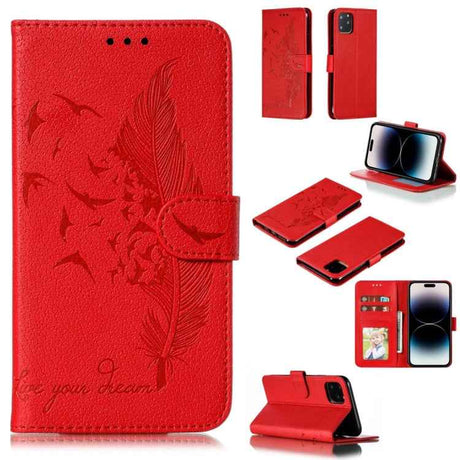 Feather Pattern Litchi Texture Leather Phone Case