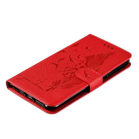 Feather Pattern Litchi Texture Leather Phone Case