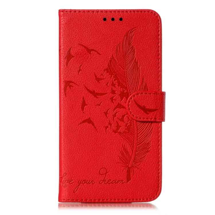Feather Pattern Litchi Texture Leather Phone Case
