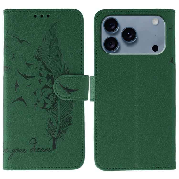 Feather Pattern Litchi Texture Leather Phone Case