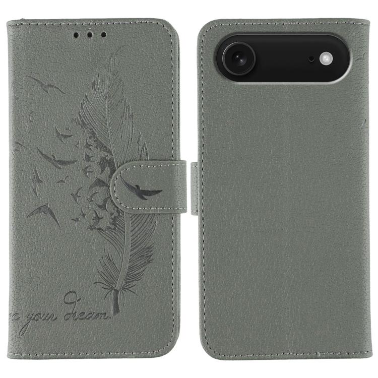 Feather Pattern Litchi Texture Leather Phone Case