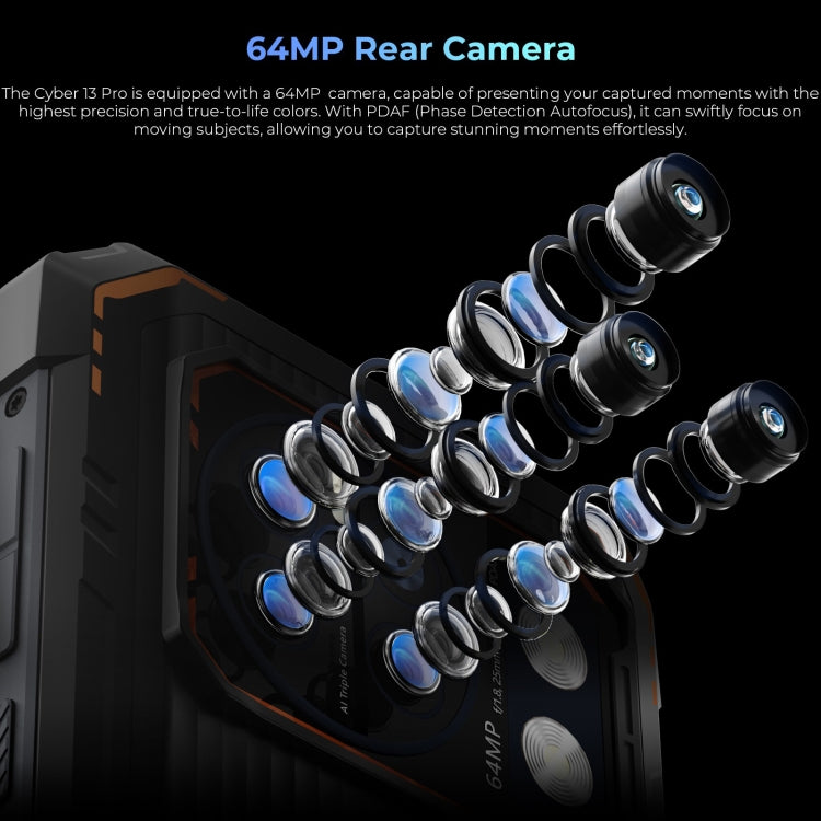 HOTWAV CYBER 13 Pro Rugged Smartphone with Long Battery Life - 10800mAh, IP68/IP69K, 12GB+256GB, 6.6" Android 13