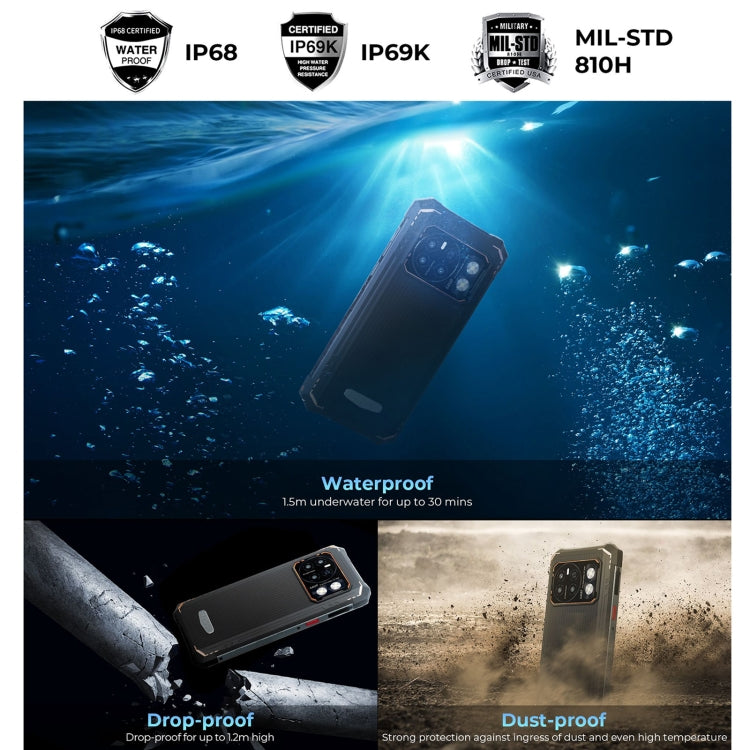 HOTWAV CYBER 13 Pro Rugged Smartphone with 10800mAh Battery, IP68/IP69K, 12GB+256GB, 6.6" Android 13, UNISOC T619, 4G, NFC, OTG