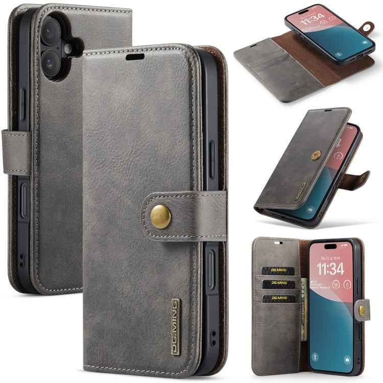 DG.MING Crazy Horse Texture Detachable Magnetic Leather Phone Case