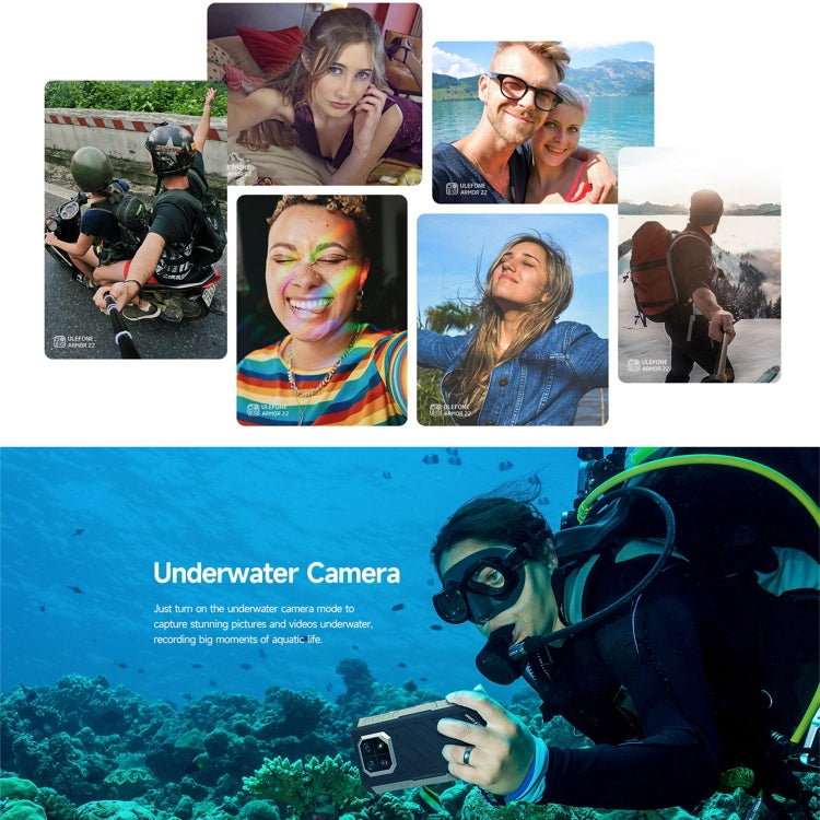 Ulefone Armor 22, IP68/IP69K Rugged Phone, 8GB+256GB, 6.58 inch Android 13 MediaTek Helio G96 Octa Core
