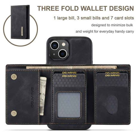 DG.MING M1 Series 3-Fold Multi Card Wallet Leather Phone Case