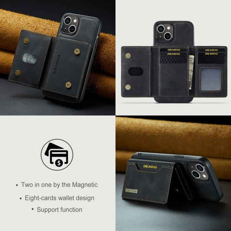 DG.MING M2 Series 3-Fold Card Bag Wallet Leather Phone Case