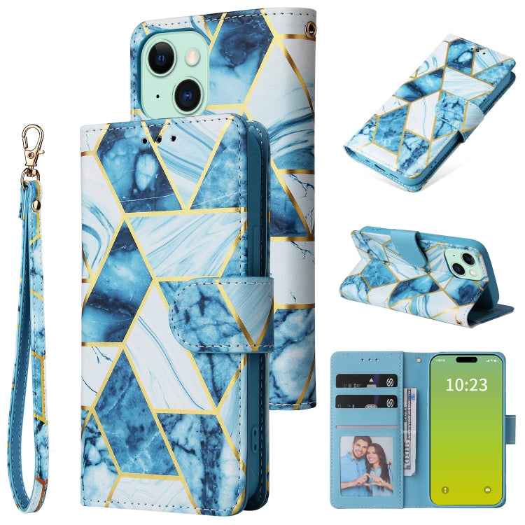 Marble Bronzing Stitching Leather Phone Case