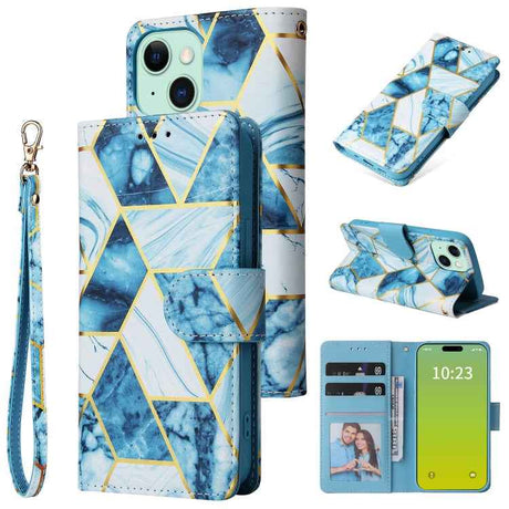 Marble Bronzing Stitching Leather Phone Case