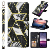 Marble Bronzing Stitching Leather Phone Case