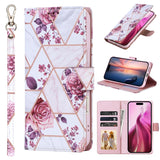 Marble Bronzing Stitching Leather Phone Case